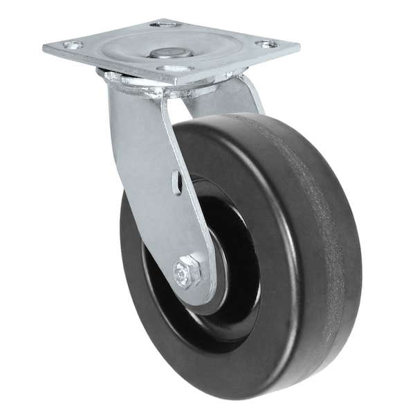 6"x2" Phenolic Wheel, Swivel Caster, Plate Size: 4-1/2x6-1/4",